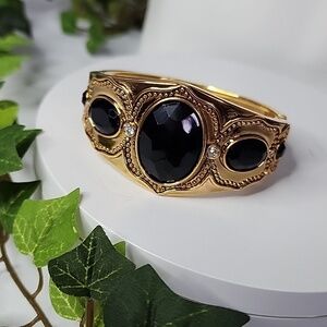 Gold and Black Hinge / Clamper Style Bracelet New